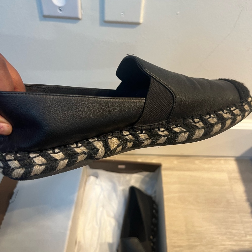 Paolo Black Leather Espadrille Loafers